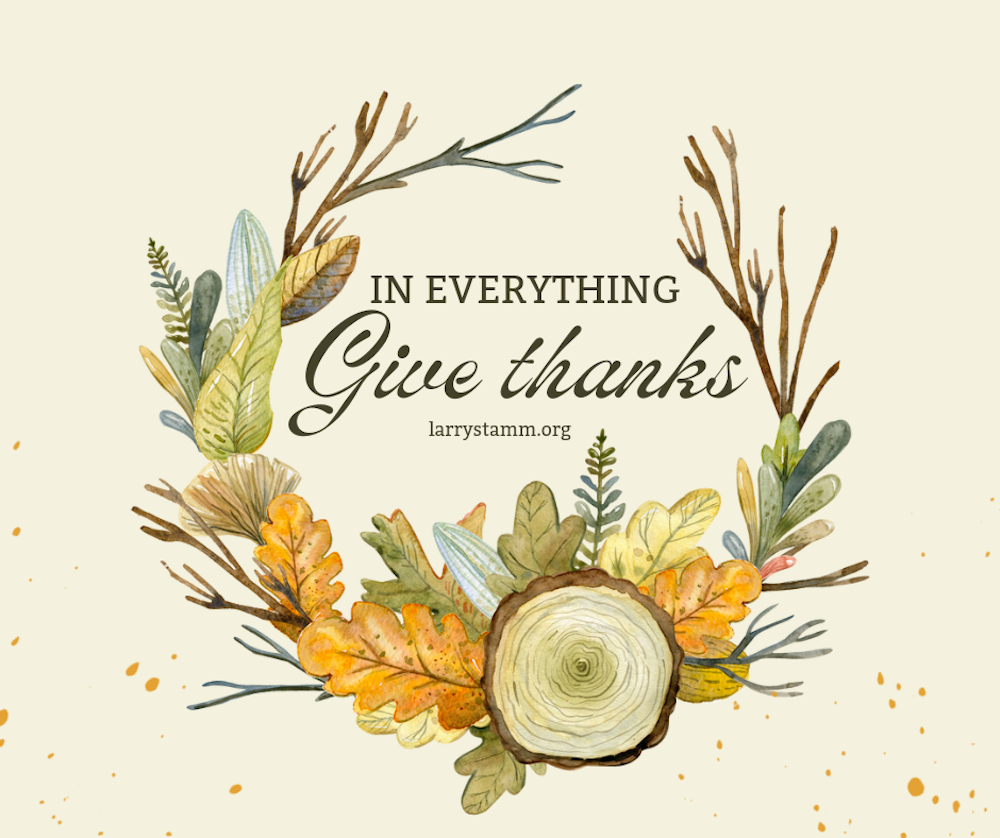 Floral wreath with "Give thanks" text.