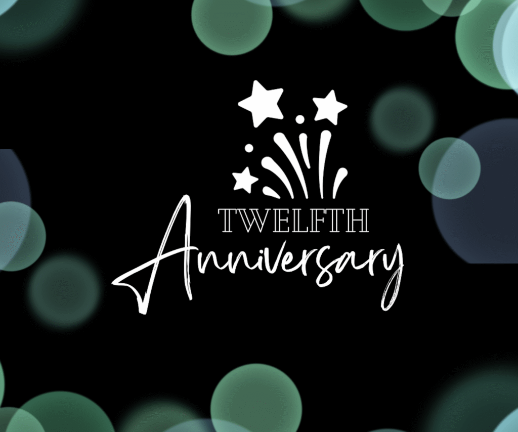 Twelfth anniversary celebration with stars and bokeh.