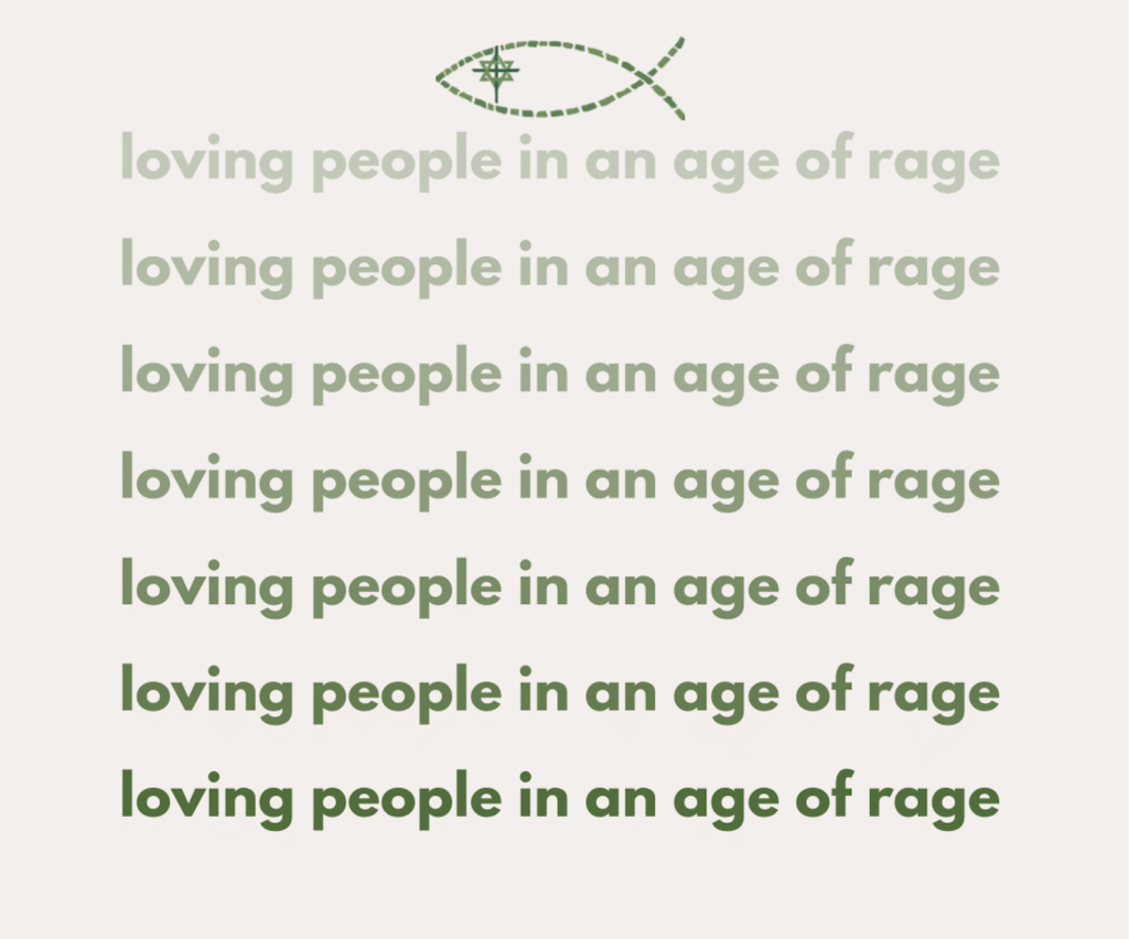 Text: "loving people in an age of rage".