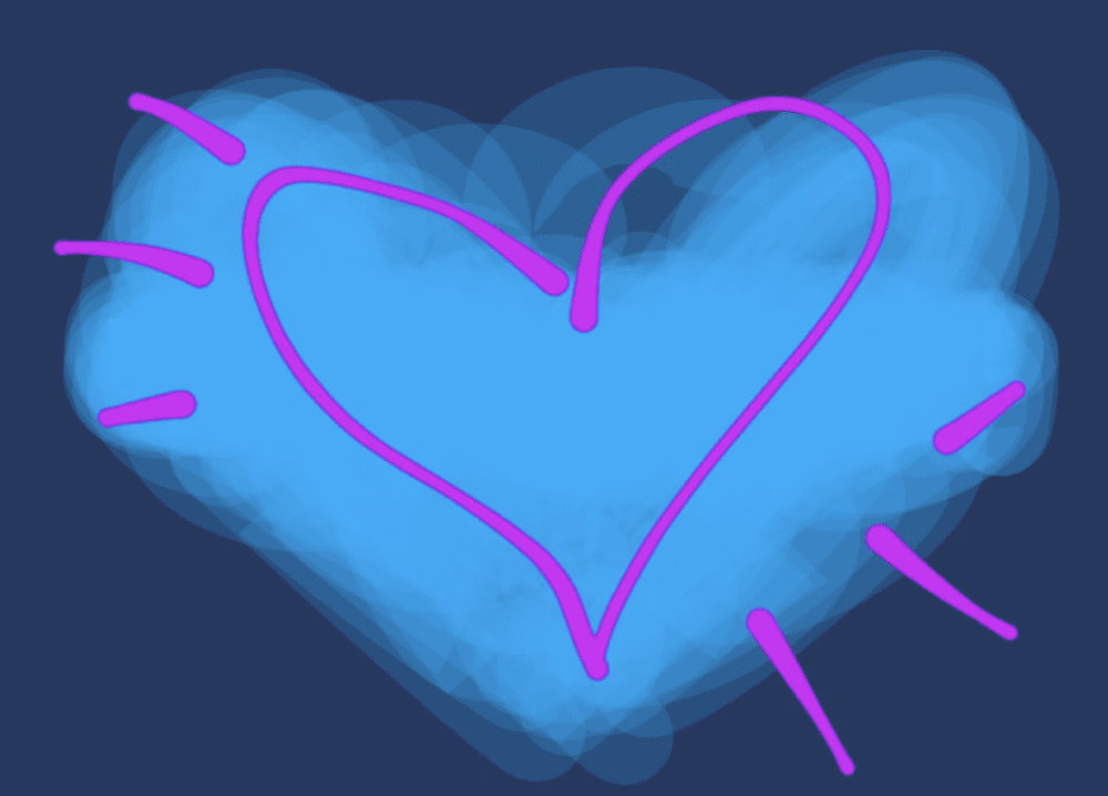 Purple heart on blue background.