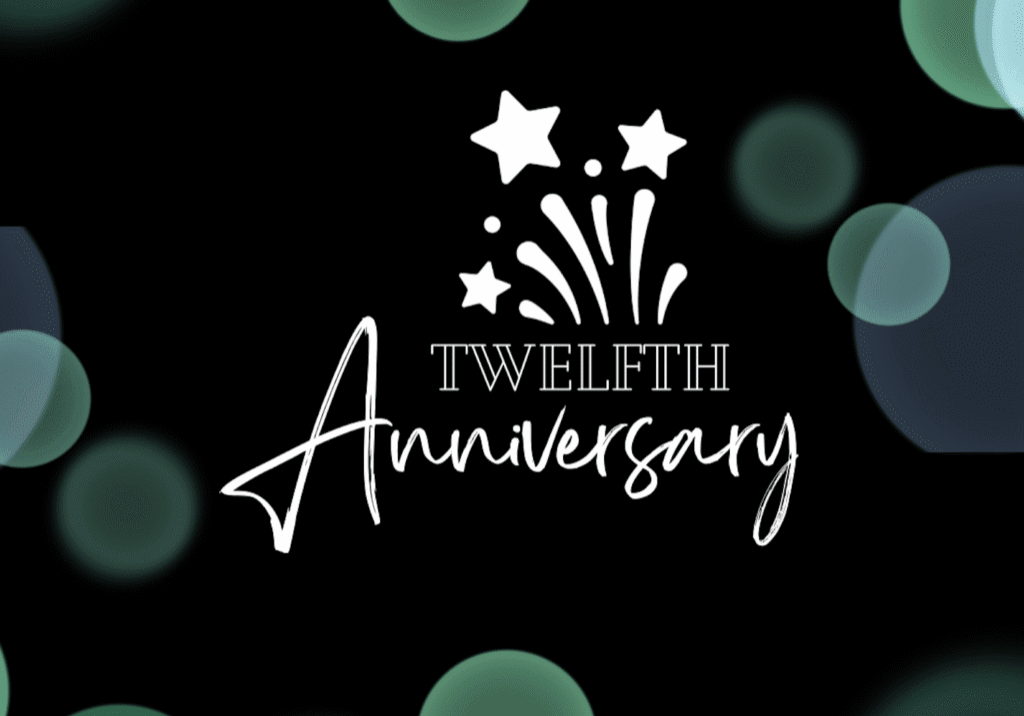 Twelfth anniversary celebration with stars and bokeh.