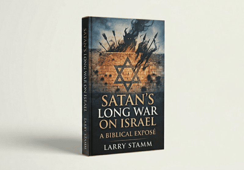 3D book cover for Satan's Long War on Israel: A Biblical Exposé by Larry Stamm